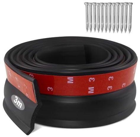 3M Joint de seuil pour porte de garage, Joint Porte Garage,Seuil d'étanchéité en caoutchouc pour les bas de porte basulante ou standard, Empêcher l'Infiltration d'Eau, les Feuilles, la Poussière