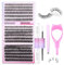 wiwoseo Russian Cluster Lashes DIY Lash Extension Kit with Bond and Seal Lash Glue and Mascara Sheild, 360pcs Individual Eyelashes Cluster Natural Look D Curl Lash Extension Kit(30p+40p+50p, 9-16MM)