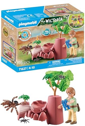 Playmobil 71627 Rocher avec araignée géante - Wiltopia - Comprend Un Personnage, Un Rocher avec Fonction catapulte, Une Tarentule, Deux Petites araignées Ainsi Que des Accessoires - Dès 4 Ans