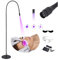 UV-Licht für lichthärtenden UV-Wimpernverlängerungskleber, UV-LED-Wimpernverlängerungslicht + Augenklappe + Schutzbrille + Fußschalter,Einstellbare Punktgröße,10 W flexibler Schwanenhals,Black