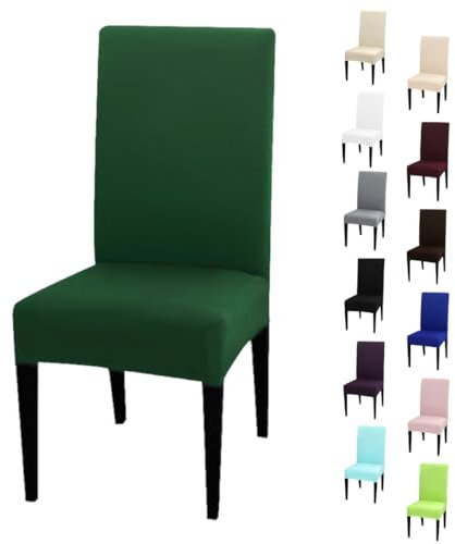 Event Kauf Stuhlhusse Stretch elastischer Stuhlüberzug Esszimmer Stuhlbezug Dehnbar Hochzeit Hussen bi-Elastic Spannbezug, 1 Stück (Dunkelgrün)