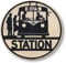 kisoyo Rundes Metall-Blechschild, rustikale Wanddekoration, Busbahnhof, Haltestelle, öffentliche Verkehrsmittel, Kranzschild, Wandbehang, Schild, Bauernhaus, Salon, Haus, Garten, Veranda