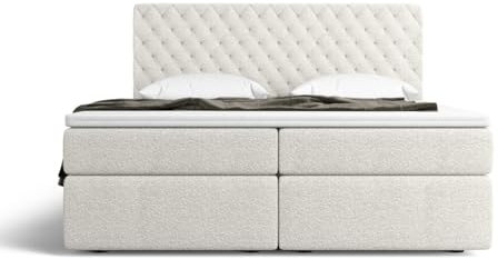 Sofa Dreams Boxspringbett Mejorada mit Bettkasten/Stauraum und Gestell in Bouclè Stoff inkl. Matratze und Topper (180x200 cm)