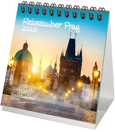 Reisezauber Prag Kalender für 2025 Format 10cm x 10cm Tschechien Urlaub Ferien - Geschenkset Inhalt: 1x Kalender 1x Weihnachtsanhänger 1x Grußanhänger (gesamt 3 Teile)