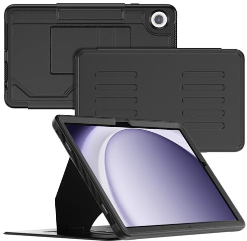 SEYMCY Case for Samsung Galaxy Tab A9 8.7 inch 2023 (SM-X110 SM-X115 SM-X117), Leather Smart Cover with 5-angle Magnetic Stand, Auto Sleep/Wake, Card Slots, Black