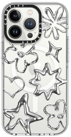 CASETiFY Transparente iPhone 13 Pro Hülle [Vergilbungsfrei/2 m Fallschutz/Kompatibel mit Magsafe] – Chrome Doodles – Transparent