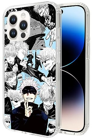 EWINRU Phone Case Jujutsu Compatible for Phone 14 13 15 12 11 Pro Max Kaisen Plus 6 6s 7 8 X Xs Xr Gojo Satoru Se 2022/2020 Case Cover Clear
