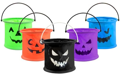Halloween Eimer Für Süßigkeiten, Halloween Kürbis Tasche, Halloween Kürbiseimer, Halloween Kürbis Eimer Mit Henkel Candy Süßes Oder Saures Sammeln Requisiten Kunststoff Faltbar Halloween körbchen Deko