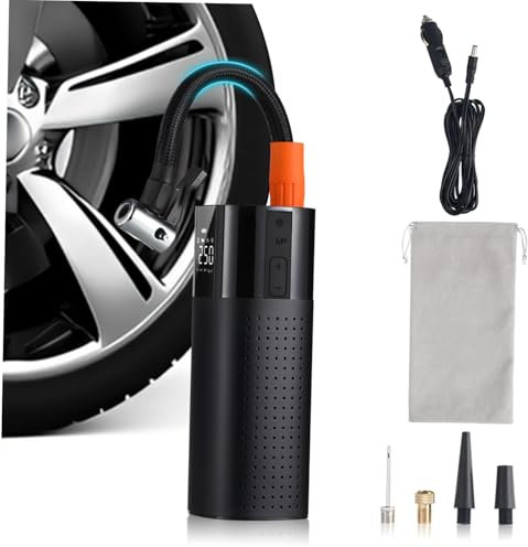 PLAFOPE Smart Corded Car Tire Inflator Pump Black, Portable Auto and Bike Electric Air Compressor Digital Pressure Display, Vehicle and Ball Air Inflator for Travel and Emergency Use
