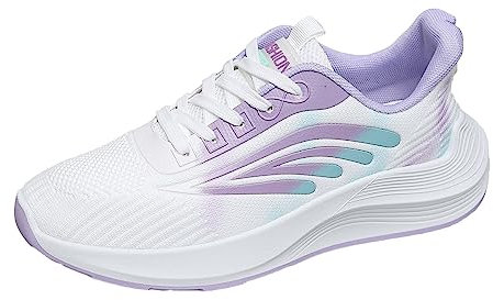 Scarpe da ginnastica da donna, comode, tinta unita, comode e morbide, scarpe sportive casual, leggere, traspiranti, alla moda, scarpe da tennis, scarpe da pallavolo, Lilla, 38 EU