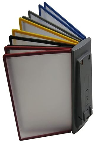 Durable Wand-Sichttafelsystem Mit 10 Farbtaschen-Displaytaschen, platzsparender Referenzständer for den Schreibtisch, zur Anzeige und Aufbewahrung von A4-Dokumenten im Büro/in der Werkstatt