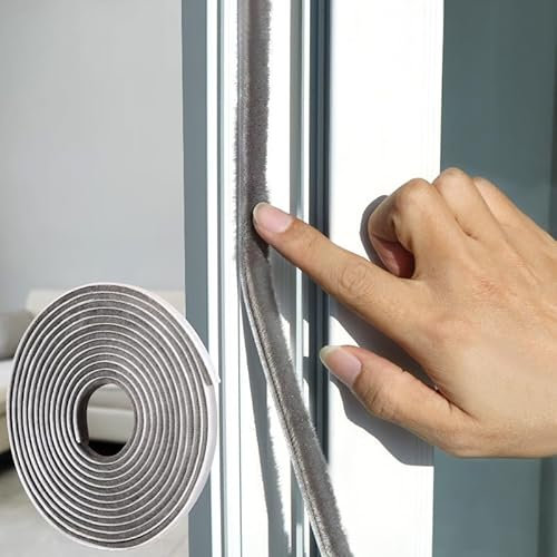 COUMENO 10m Weather Sealing Tape, 5mm x 9mm Grey Brush Seal, Windproof & Waterproof Draught Excluder for Door/Window Gap Filling, Soundproof & Dustproof for Sliding Doors/Windows,Cabinets,Wardrobes