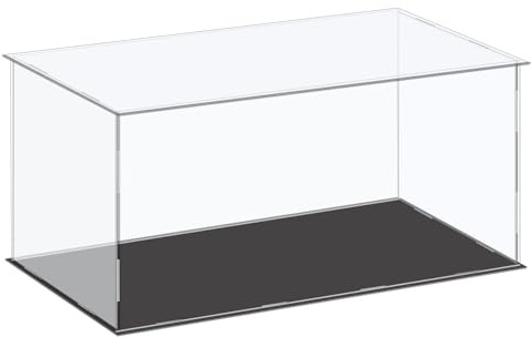 TA-VIGOR Acrylic Display Case 40 x 20 x 20cm Dustproof Clear Showcase | Clear Acrylic, Black Base, Assemble Design, For Action Figures, Toys And Collectibles, Countertop And Home Display
