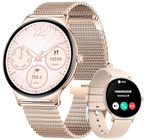 LIGE Montre Connectée Femme avec Surveillance du Mouvement, 1.43 AMOLED HD Montre Femme avec Appels Bluetooth, IP68 Montre Connectée Femme Waterproof, Santé des Femmes/Calories/SpO2, Android iOS