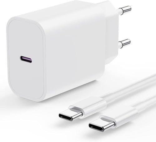 Caricatore USB C 20W con Cavo USB Type C 2m, fast Charge Presa USBC Alimentatore Caricabatterie Spina USB C cavetto Caricatore Rapido per Apple iPhone 16, iphone 15 Pro Max/Plus/ipad/Pro/air/mini