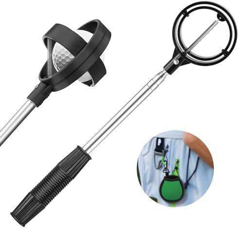 vnfsmy Golfball-Retriever Rostfreier Teleskop Ballsammler für Wasser Golfballpflücker Golfball-Zubehör für Wasser und Büsche Golf-Zubehör Geschenke für Golfer Geschenke für Männer