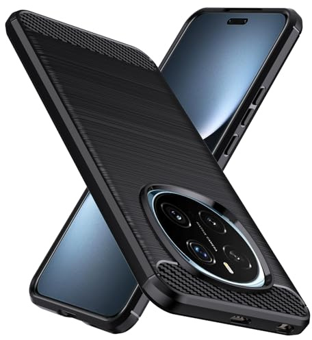 Natbok für Honor Magic 7 Pro 5G Hülle, Weiches TPU Stoßdämpfung Handyhülle für Honor Magic 7 Pro Case, Kohlefaser Design Dünne SchutzHülle, Anti-Rutsch, Kratzfeste Honor Magic7 Pro Hülle,Schwarz