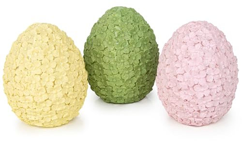Logbuch-Verlag 3 Bunte Ostereier Figuren Ostern Deko gelb rosa grün Ostergeschenk Osterdekoration 8 cm