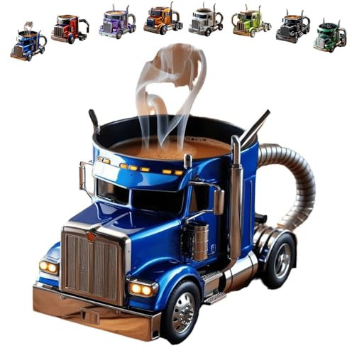 LKW Tasse, Kaffeebecher Truck, Handgefertigte LKW Kaffeetasse, Handgefertigt Edelstahl, Auto Kaffeebecher, Kunsthandwerk aus Harz Wasserbecher, Ein tolles Geschenk für Männer