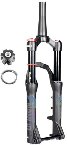 JNTFNE Mountain Bike Air Suspension Fork 20 24 Inch MTB Cycles Front Forks Tapered Manual Control 1-1/2'' Travel 120mm Thru Axle 100×15mm Disc Brake XC AM DH