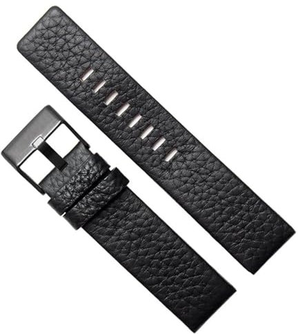 yaponuk Herren-Lederuhrenarmbänder für Diesel DZ1657 DZ1405 DZ120 Uhrenarmband-Armbänder(Black-black Buckle,22mm)