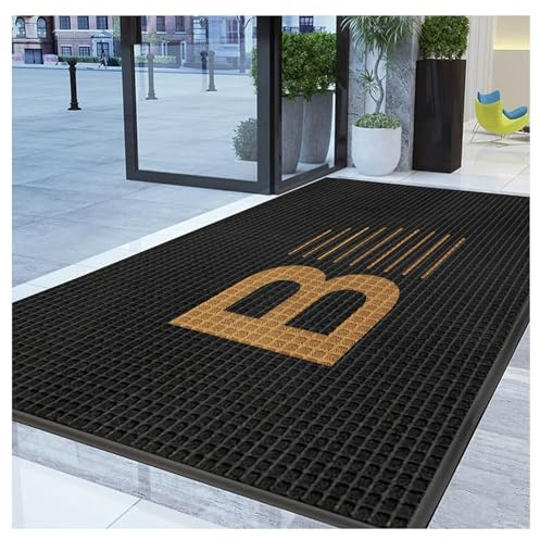 CVBN Personalised Door Mat with logo Text Name Customised Indoor Outdoor Entryway Welcome Doormat Custom Rug Pad Customized Carpet for Foyer Front Porch Back Door Patio Hallway,120x60cm