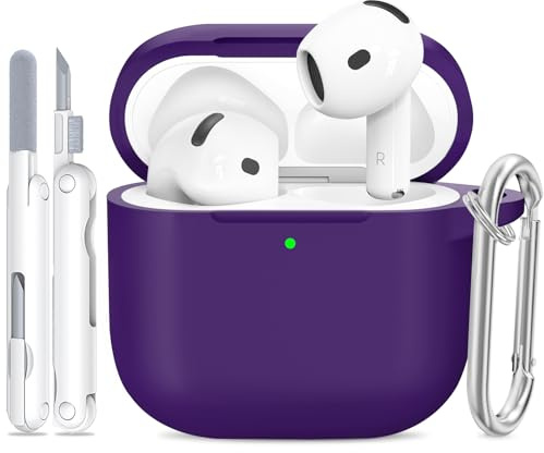 TNSNK für AirPods 4 Hülle, C4-Dark Purple | Weiches Silikon, unterstützt kabelloses Laden, with Clean Kit & Keychain, Leicht, Rutschfest, Kratzfest