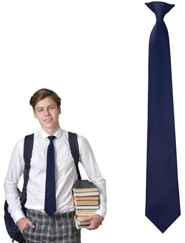 Yolev Cravates à Pince pour Homme Couleur Unie Pré-Nouée Cravate de Costume pour Homme Longueur 50 cm Pince à Cravate pour Homme Vêtements pour Femmes Hommes Bureau Ecole Fête (Bleu Marine)