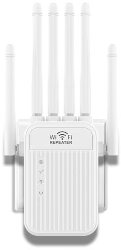 2025 Nouveau Repeteur WiFi Puissant,Répéteur WiFi 6 Antennes, 2 Ports LAN,WiFi Extender Compatible avec Toutes Les Box Internet