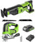 Greenworks Sega a batteria da 24 V e sega universale a batteria, altezza di sollevamento 26 mm, brushless, con lama per sega, batteria da 2 Ah e caricatore