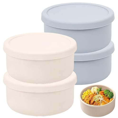 VEGOATY Juego de 4 cajas para pizzas con tapa, perfectas como caja para pizza, caja de fermentación, caja redonda, 14,5 x 6,5 cm, caja de masa para pizza con tapa, caja de fermentación plegable para