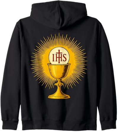 Calice pour la Messe Catholique Sainte Eucharistie IHS Première Communion Sweat à Capuche