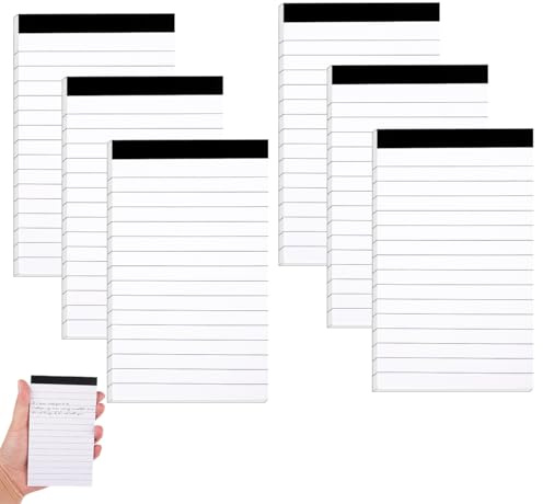 Lytonix 6 Stück Notizblock Klein A7, Mini Notizblöcke 30 Blatt Pro Buch | mit Horizontalen Linien, Kleine Notizblöcke, Block Abreißbar Notizzettel, Schreibblock für Büro und Studium To-Do-Listen