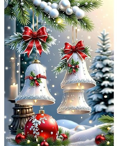 MISCER Diamond Painting für Erwachsene, Glocke Diamond Art kit, Christmas Diamant Pictures Set Anfänger, DIY Diamant Malerei Basteln Bilder Arts Geschenk für Zuhause Wand Deko 30x40cm