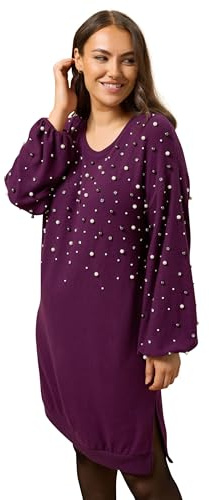 EVANS Curve Pearl Embellished Soft Touch Jumper Dress - Women's - Plus Size Curve