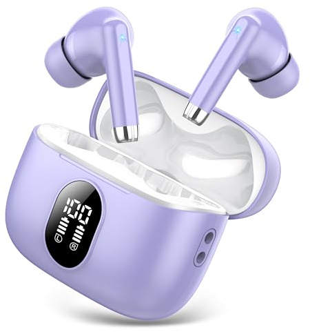 QXQ S26 Auriculares Inalambricos Bluetooth 5.4 con ENC Reducción de Ruido | 6D Estéreo Cascos Inalambricos Bluetooth, 40 Horas Headphones con Pantalla LED, IP7 Impermeable Earbuds, Control Táctil,USB-C