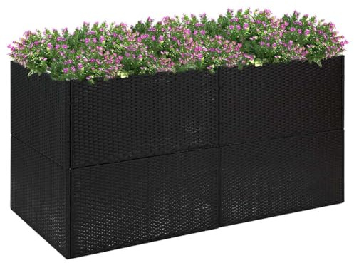 Générique Jardinière Noir 157x80x80 cm Résine tressée,Jardinage, Pots & Cache-Pots,319174
