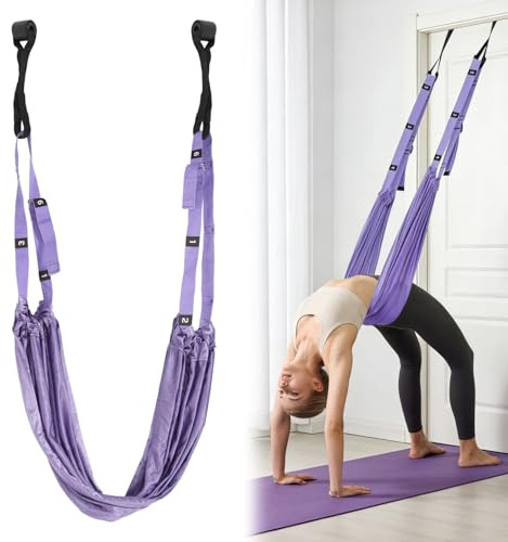 Aerial Yogatuch, Hochelastischer Yogagurt zum Aufhängen, Nylon Yogaband Anti-Schwerkraft Hängematte, Yoga Gurt Stretching Band für Turnen Ballett Akrobatik Pilates, Yoga Zubehör
