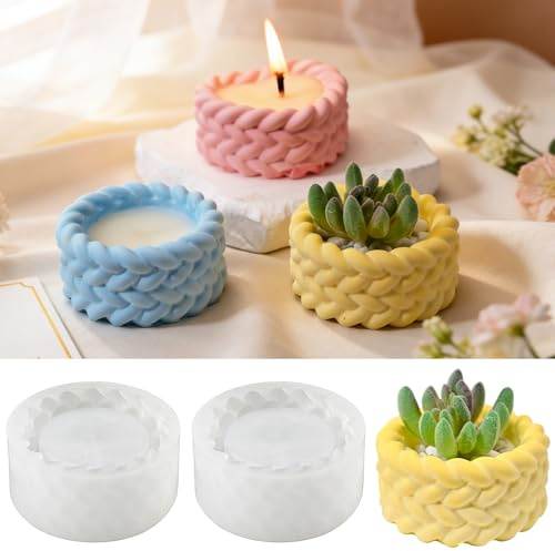 2 Stück Silikonformen Gießformen,Silikonform Kerzenhalter,Silikonform Kerzenhalter mit Rillen,Silicone Molds For Epoxy Resin,für DIY Deko und als Geschenk zu Weihnachten und Ostern