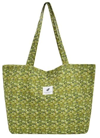 TeeYee Cord Tasche Damen Umhängetasche Tote Bag Kord Damen Shopper | Große Kapazität Schultertaschen,Einkaufstasche für Arbeit,Büro,Reisen,Schule,Alltag, Handtasche