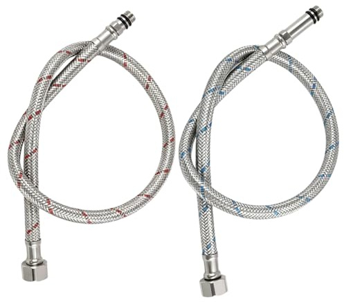 2 Pièces Raccord De Tuyaug3/8 X M10 Raccordement De Flexible Robinet 60cm Tressé Acier Inoxydable Tuyau De Raccordement Flexible Pour Cuisine Et Salle De Bain, Codage Couleur (Rouge Et Bleu)