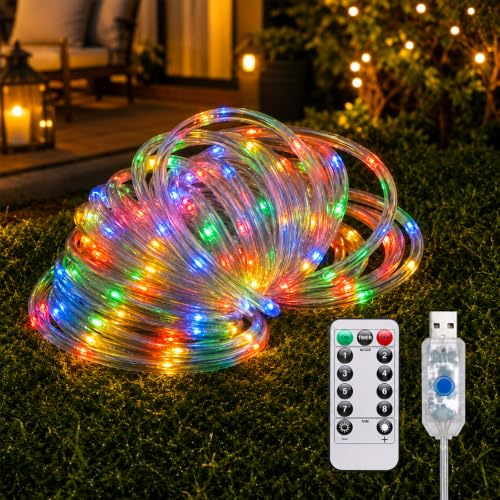 Kaleora USB Lichterschlauch mit Fernbedienung, 7M 50 LEDs Bunt Lichterkette | 8 Modi, Timer & Dimmbar, IP65 Wasserdicht Lichtschlauch für Garten, Balkon, Zimmer, Party, Weihnachten Deko, Außen Innen