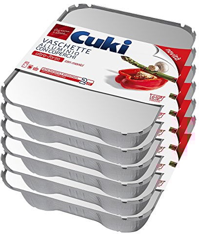Cuki Vaschette Alluminio Con Coperchi, 6 Confezioni Da 2 Pezzi, 22.7 x 28.7 x 30 cm
