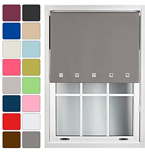 FURNISHED Blackout Blinds Roller Shade Window Blind with Chrome Square Eyelets Customized Width Made to Measure, Dark Grey, 150cm x 165cm