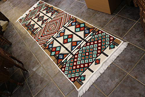 Elessar Neu,65 x 200 cm incl. Fransen, Kelim, Teppich aus dem Orient, Läufer, orientalische Zimmer-Dekoration, Geschenk zum Geburtstag, für die Neue Wohnung RS 1-3-20