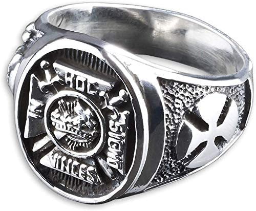 viva adorno Herren Ring Freimaurer IN HOC SIGNO VINCES Totenkopf Eisernes Kreuz Siegelring 925 Sterlingsilber SR35, Gr. 60
