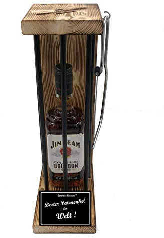 Jim Beam Geschenk Patenonkel Eiserne Reserve Black Edition Text s/w Bester Patenonkel der Welt - Spirituosen Geschenkverpackung Bourbon Whisky (1 x 0.70 l)