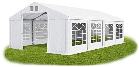 Partyzelt 4x8m wasserdicht weiß Zelt 560g/m² PVC Plane ganzjährig stahlseile Gartenzelt Winter Plus SD - Zeltgarage, Lagerzelt Winterfest, Pavillon, Zeltgarage Winterfest - Winterzelt