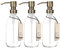Kuishi Trois Pompe en Verre Transparent Bouteille de 300 ML avec Pompe dorée en Acier Inoxydable, Distributeur de Savon Rechargeable respectueux de l'environnement, décoration de Salle de Bain