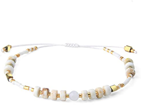 KELITCH Seed Perlen Freundschaft Armbänder Dünne Seil Armbänder Frauen Handgemachten Schmuck (Weiß D)